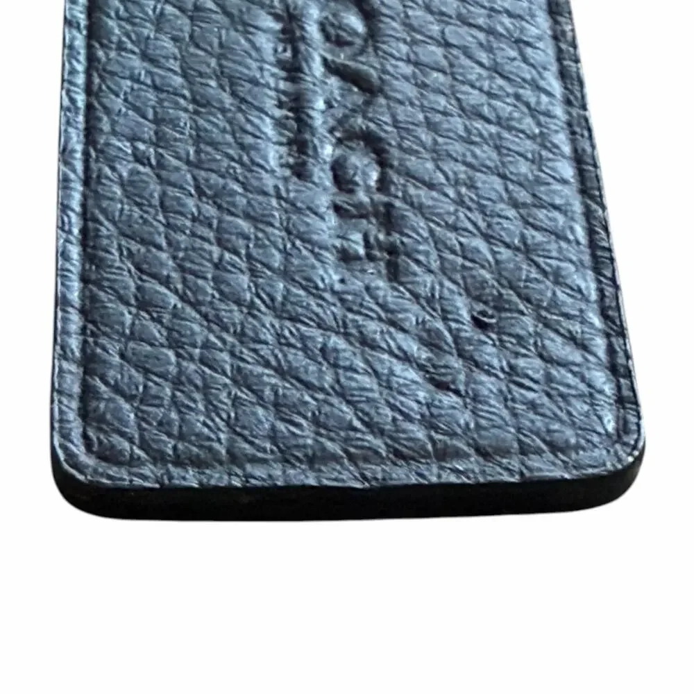 Coach New York Black Pebbled Leather Key Fob Keychain Key Ring Logo Tag